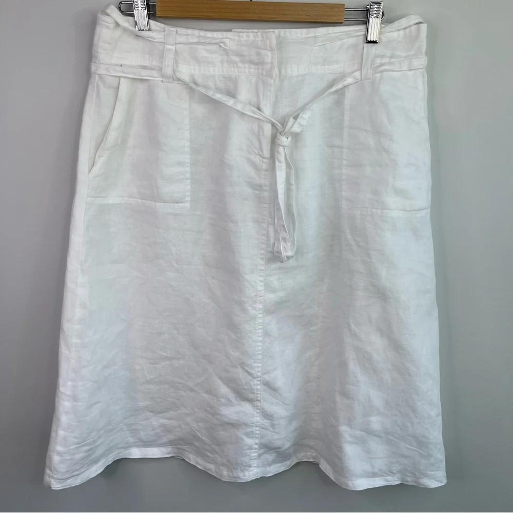 Saint Tropez West White Linen Skirt Size 12 - Picture 4 of 9